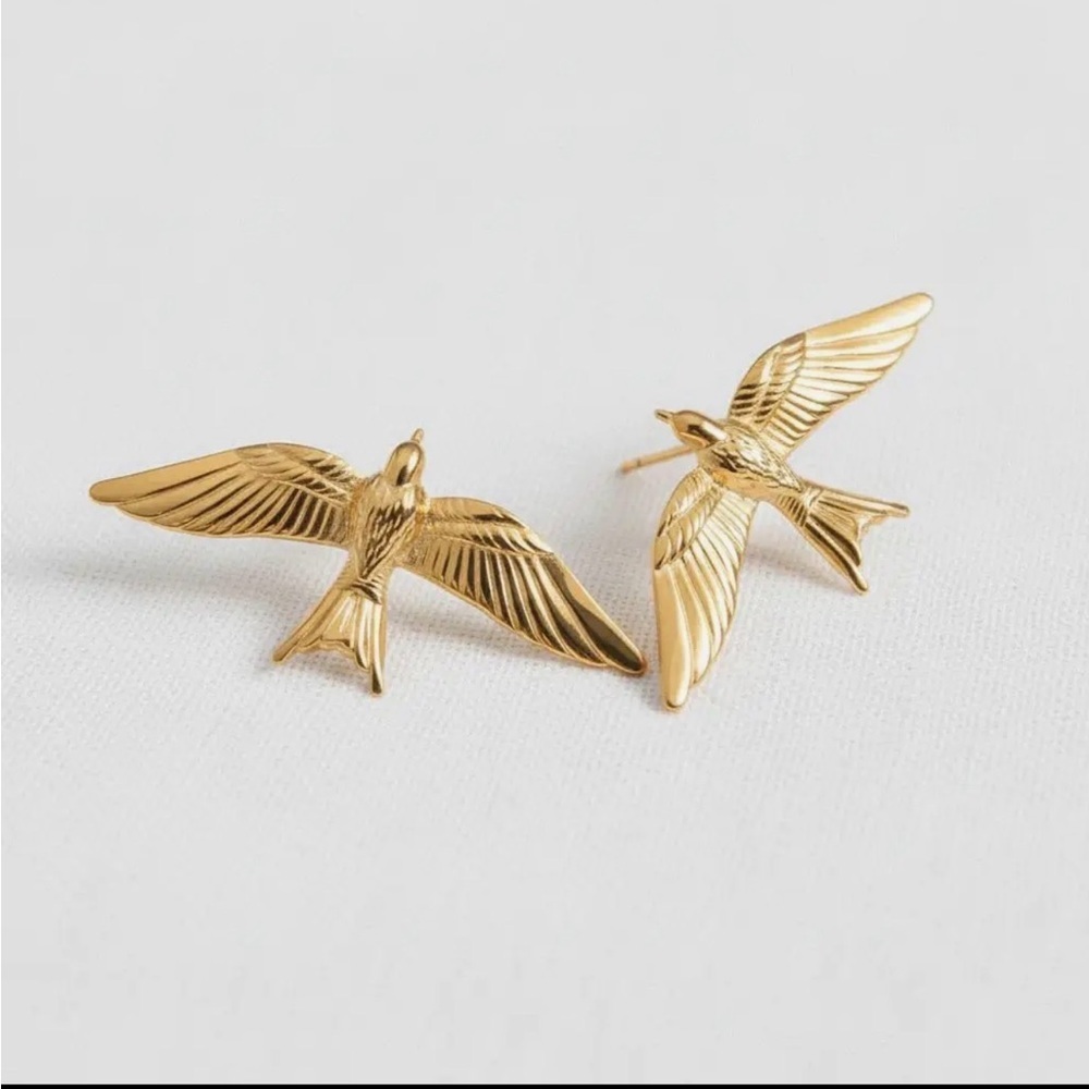Gold Bird Earrings (2702) - Picture 2 of 3